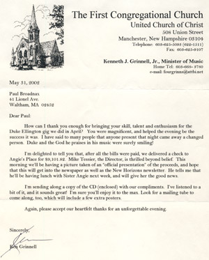 Letter from Frist Congressional Church